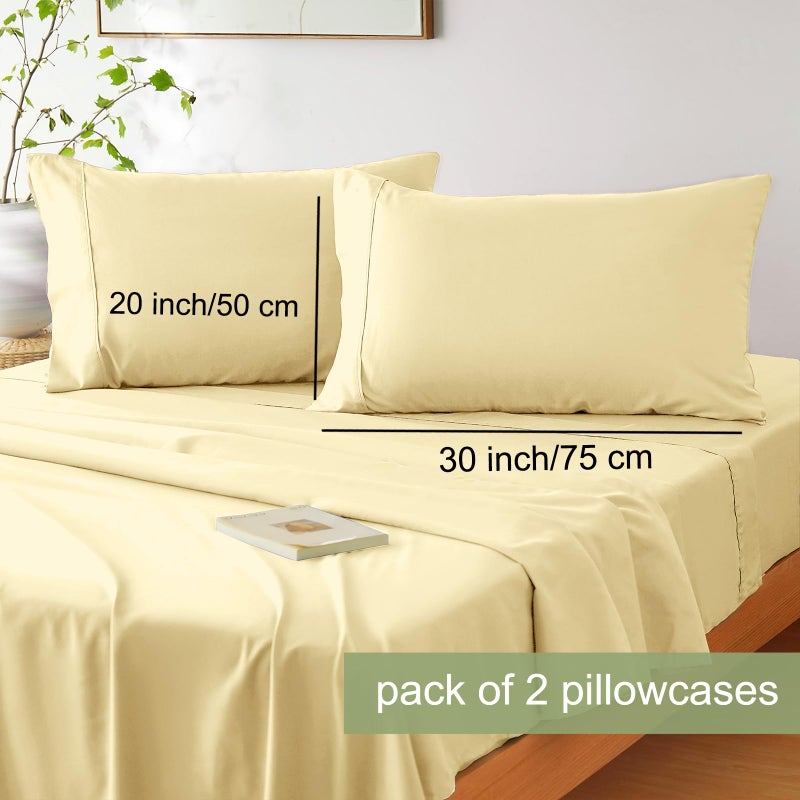 Mohap Bed Sheet Set 4 Pieces Double Brushed Microfiber 1800 - Breathable All Season Luxury Soft Bedding - Full Yellow - Image 3